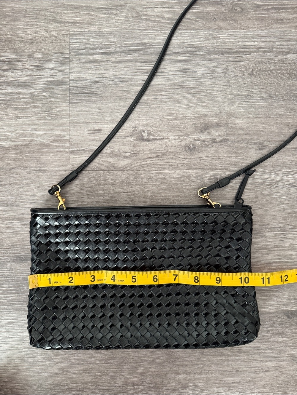 Vintage Woven Leather Bag or Clutch in Black - Picture 8 of 10